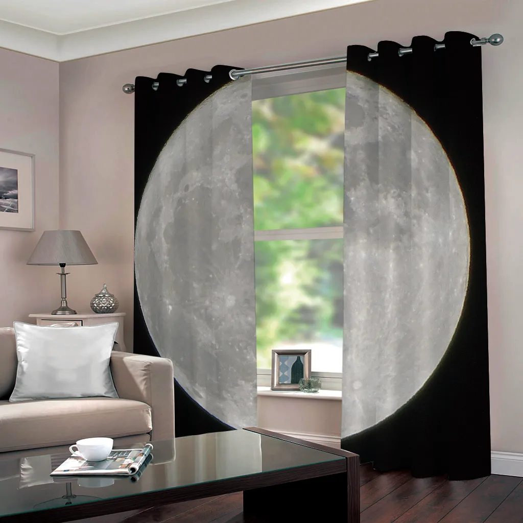 Светонепроницаемые занавески SOFTBATF с принтом поверхности луны тканевые шторы