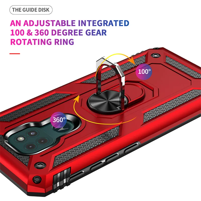 

For Motorola Moto G9 Play G9 Plus Case Stand holder magnetic Car ring Shockproof armor case for Moto G9 Power Back Cover