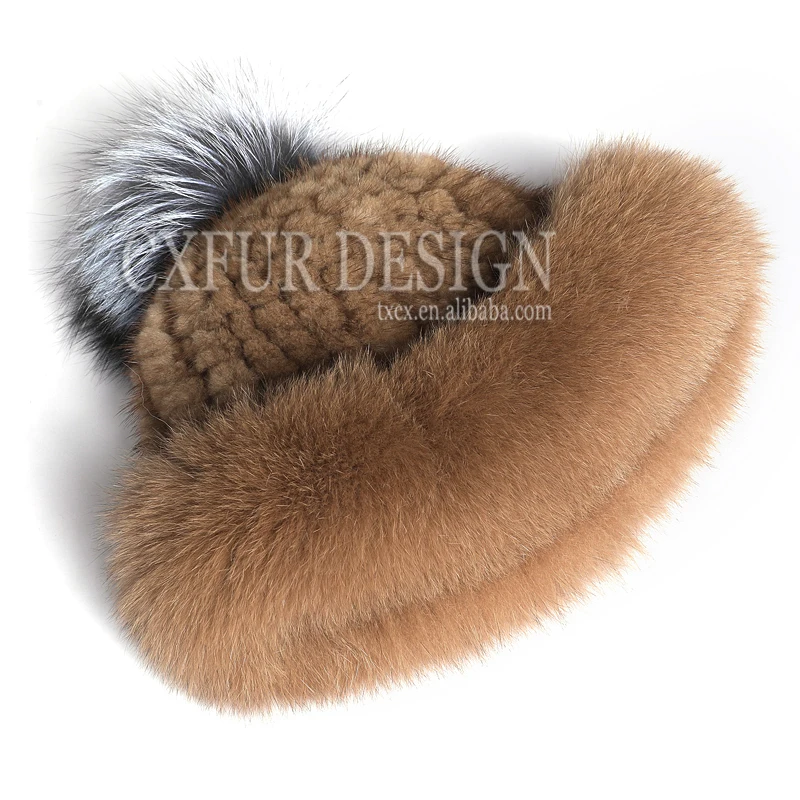 Женская Новинка 2019 дешевая вязаная шапка из меха норки шапки и с помпоном