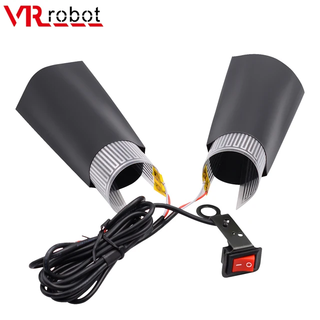 Vr robot motorcycle heated grips handlebar with independent switch 12v pet metal heating film warmer kit for motorcycle e-bike