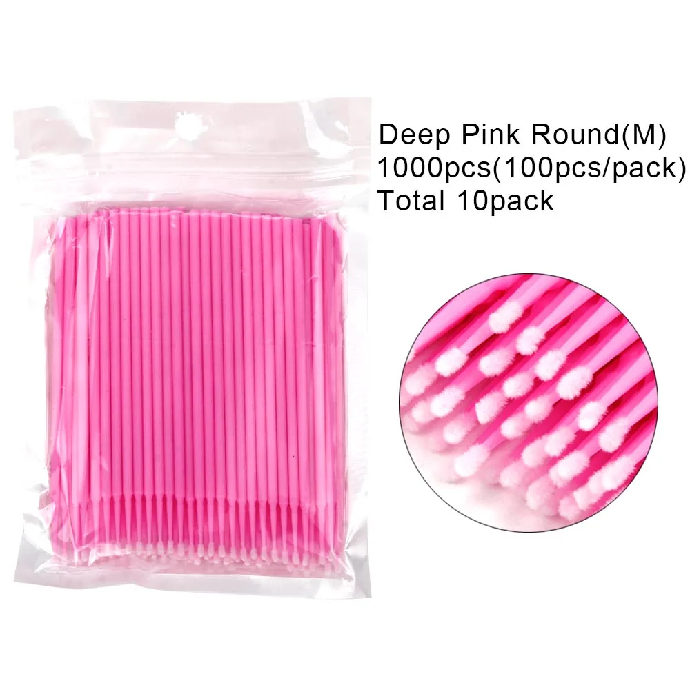1000pcs pink 500/1000 шт одноразовые микрощетки макияж, ресницы мини Индивидуальные ресницы Аппликаторы тушь кисти накладные ресницы хлопок - Цвет: 1000pcs pink