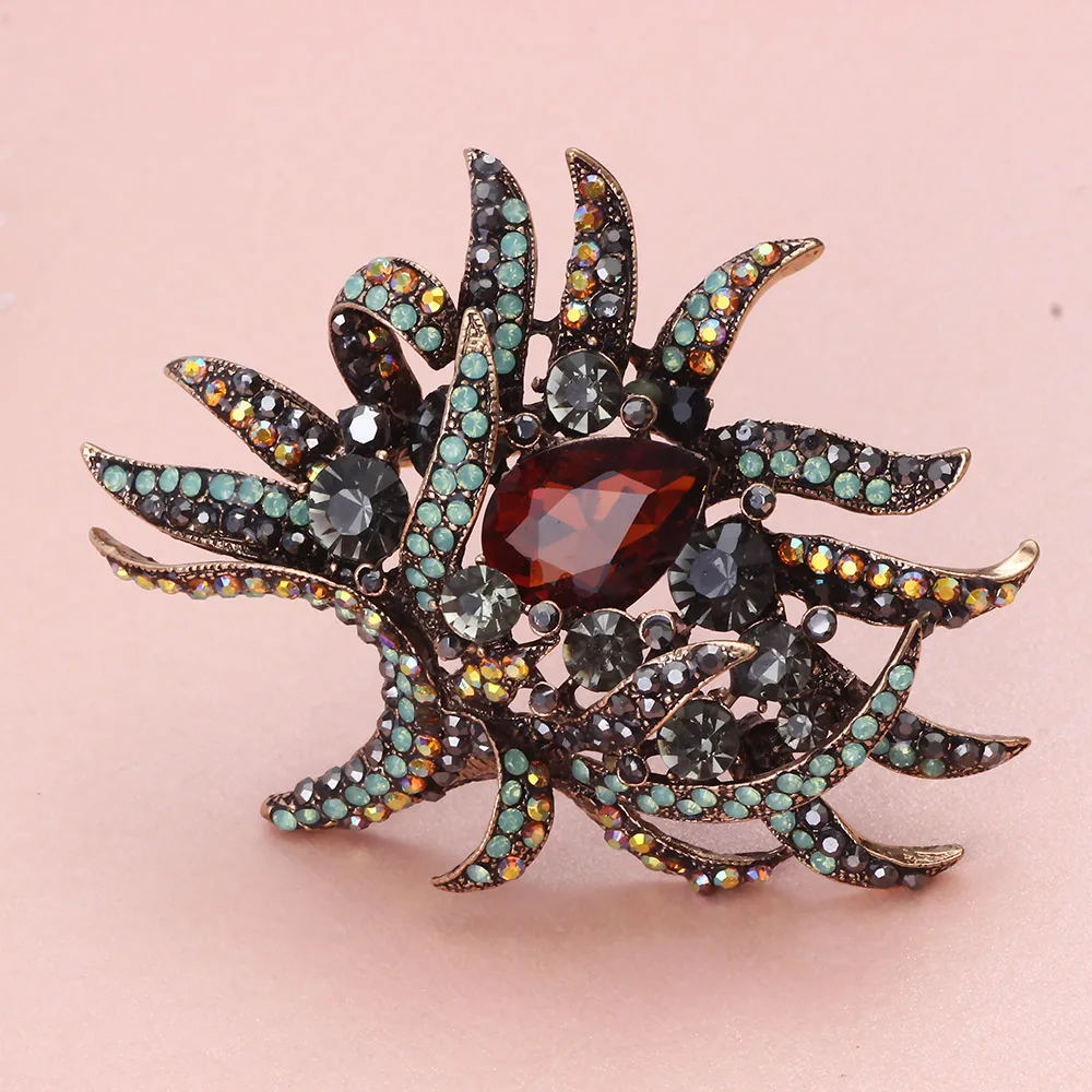 FARLENA Роскошная полная Брошь со стразами винтажная бутоньерка с большим цветком