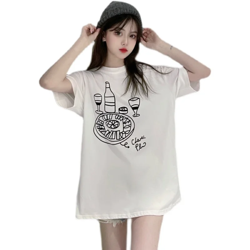 

White short sleeve T-shirt women's summer 2021 new Korean student loose cotton top