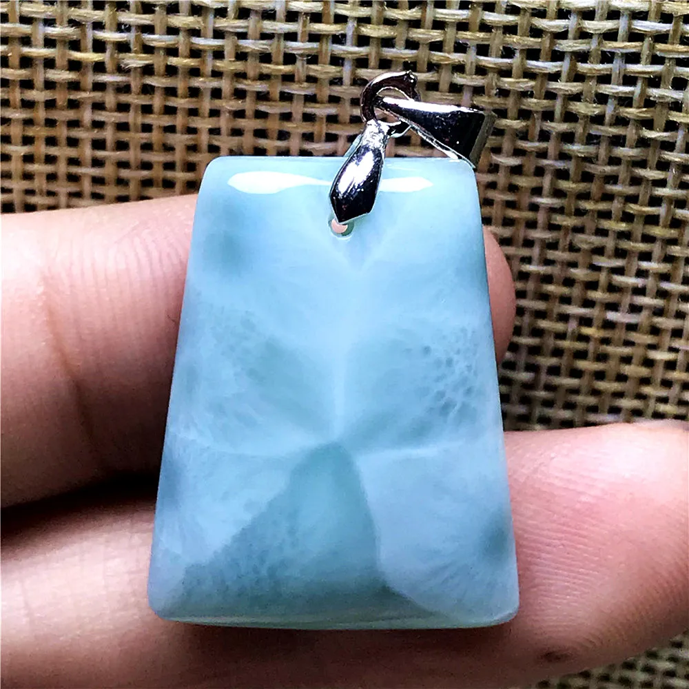 Мужская и женская подвеска Larimar прямоугольные бусины 25x19x5 мм с прозрачным водяным