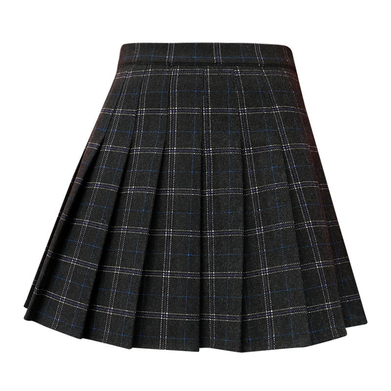 

WOMEN'S Autumn and Winter Skirt Korean Style Skirt Thick Woolen Skirt Plaid A- Line Skirt High-waisted Students Pleated Skirt