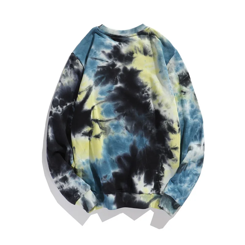 

Men Crewneck Sweatshirt Streetwear Tie-dye Long Sleeve Harajuku Tide Brand Hip Hop Couples Loose Sweatshirt 100% Cotton Tops
