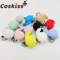 coskiss 1pcs snails silicone pacifier clips bpa free cartoon animal teether beads pacifier clip baby oral care nurse toys