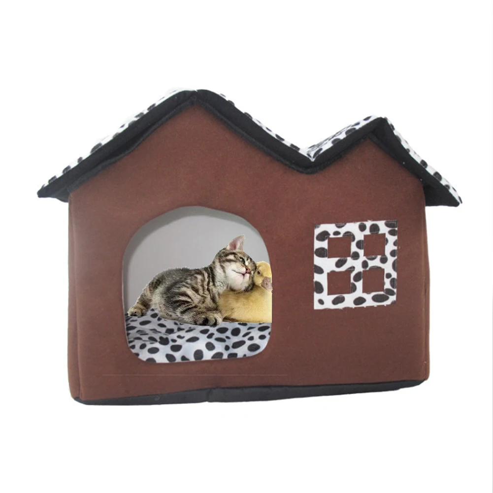 Съемные кровати для собак двойной домик домашних животных коричневая собачья