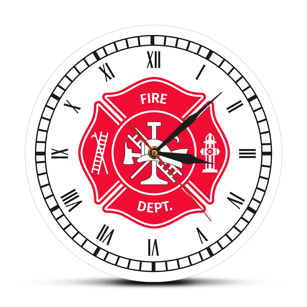 

Настенные часы с римскими цифрами, с принтом Креста Мальты и пожарного, с надписью «Первый отвечающий», значок пожарного отдела, наручные часы с римскими цифрами
