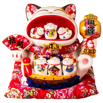 Ceramic Lucky cat Extra Large Maneki Neko Piggy Bank Waving Paw Shop Opening Gift Decoration