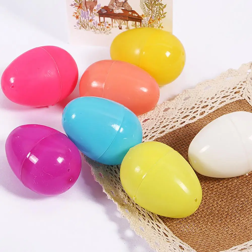 

12/24Pcs Solid Color Easter Eggs Stuffer DIY Craft Decor Party Favors Kids Toy