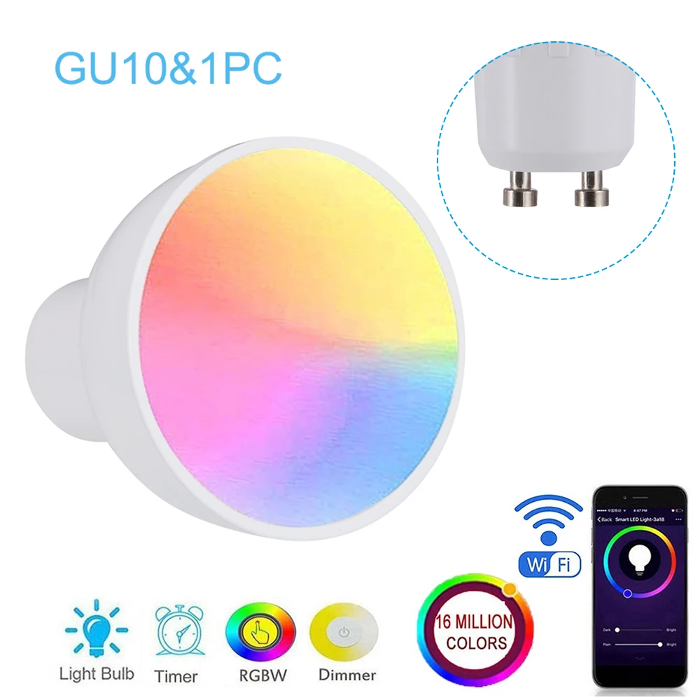 Wifi умный светодиодный светильник лампа GU10/GU5.3/E27 приложение дистанционное управление переключатель с регулируемой яркостью совместимый для Amazon Alexa/Google Assistant