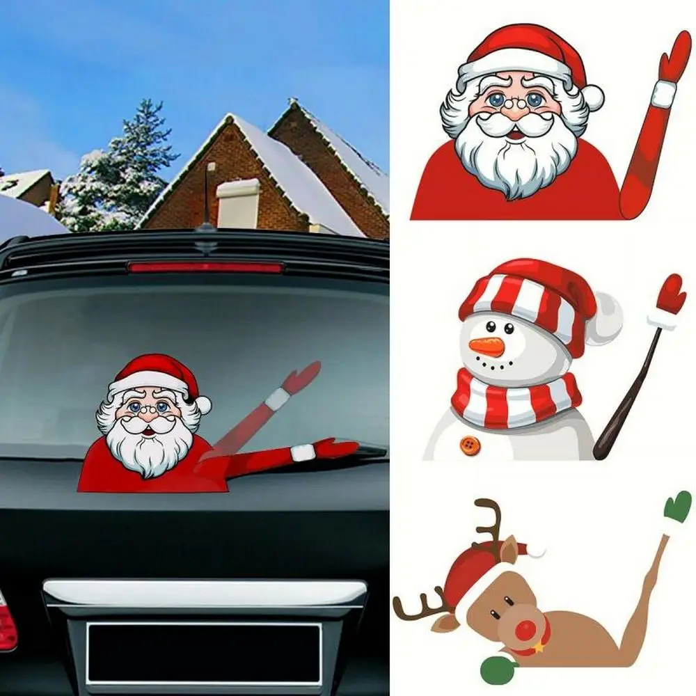 

Magic Christmas Waving Santa Claus Elk Xmas Novelty Sticker Reindeer Sticker For Car Rear Windscreen Wiper
