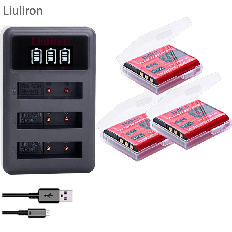charger and 3battery NP-BG1/FG1 NP-BG1 NP BG1 FG1 Батарея запасная часть для цифровой камеры с фоновой подсветкой SONY Cyber-shot DSC-H3 DSC-H7 DSC-H9 DSC-H10 DSC-H20 DSC-H50 DSC-H55 DSC-H70 Камера - Цвет: charger and 3battery