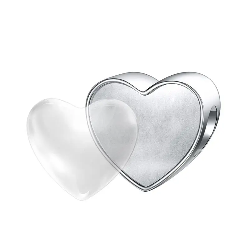 heart silver bead DALARAN, Новое поступление, сделай сам, бусины в форме сердца для женщин, на заказ, фото, шарм, 925 пробы, серебряные ювелирные изделия, браслет, уникальный подарок - Цвет: heart silver bead