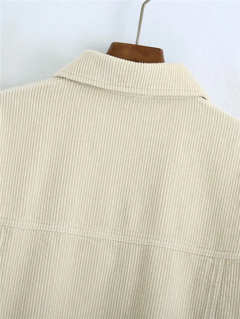 

TMODA1016 Women 2021 Fashion Pockets Oversized Corduroy Jacket Coat Vintage Three Quarter Sleeve Female Outerwear Chic Tops