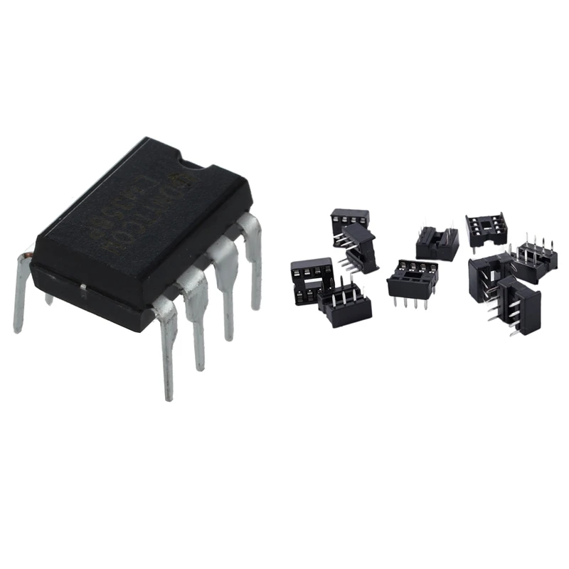 

10X LM358N Low Power 8-Pin Dual Operational Amplifier with 10X 8P 8Pins 2.54mm DIP IC PCB Board Sockets Welding Adapter
