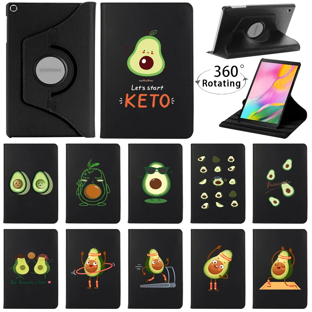 

360 Rotating Case for Samsung Galaxy Tab A 10.1" 2019 T510 T515/Tab S6 Lite Avocado Print Series Pattern Tablet Cover Case