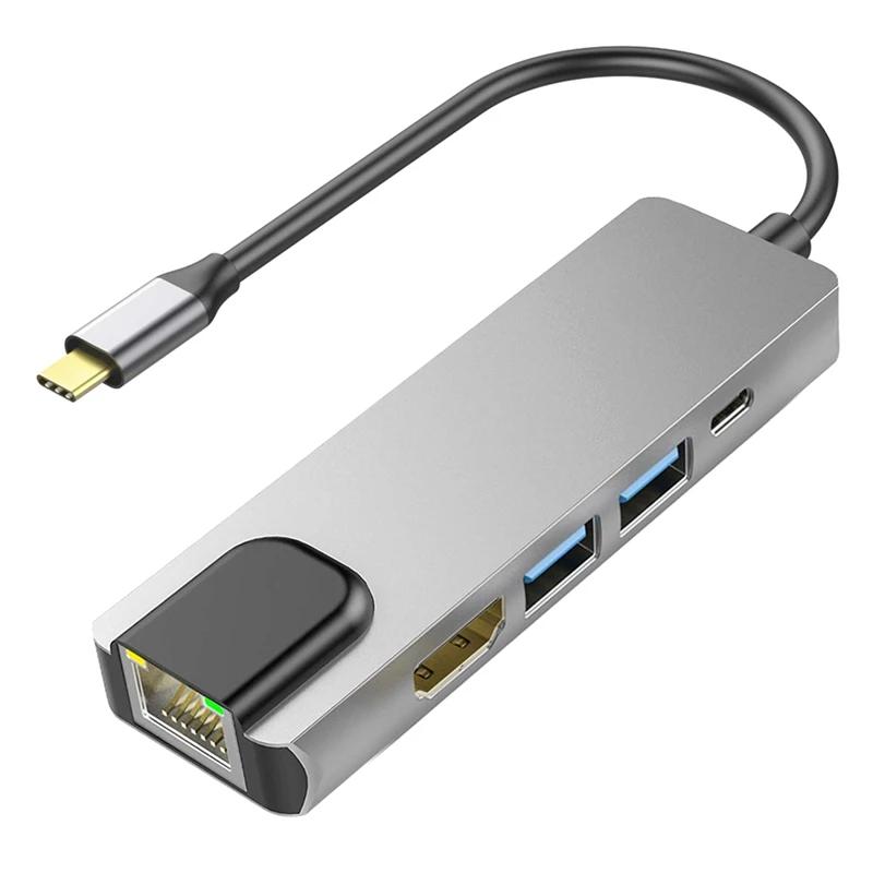 

Type-C Docking Station Type-C to HDMI Gigabit Network Port RJ45 Five in One HUB