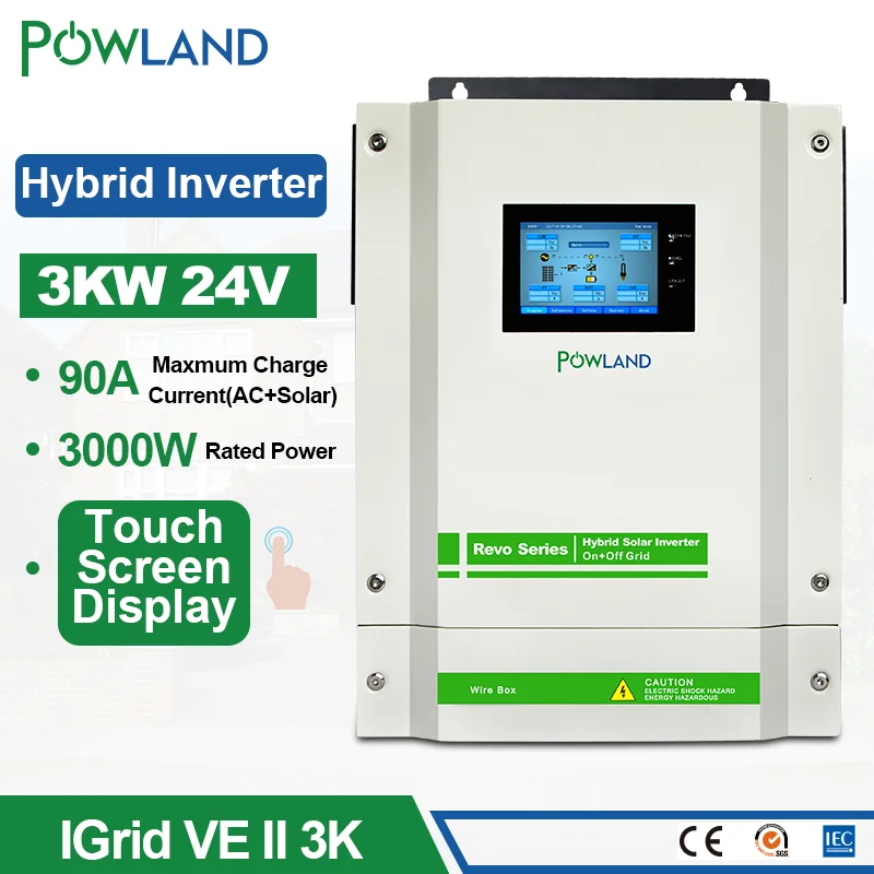 3000w Гибридный солнечный инвертор 220V 24V PV Вход 5500W 450Vdc 90A MPPT регулятором солнечного
