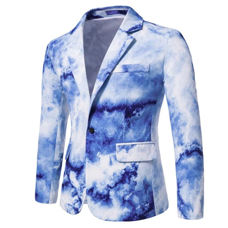 suit coat Formal Printing jacket Wedding Party Men Blazer Button Gentleman Suit Handsome Men's casual | Мужская одежда