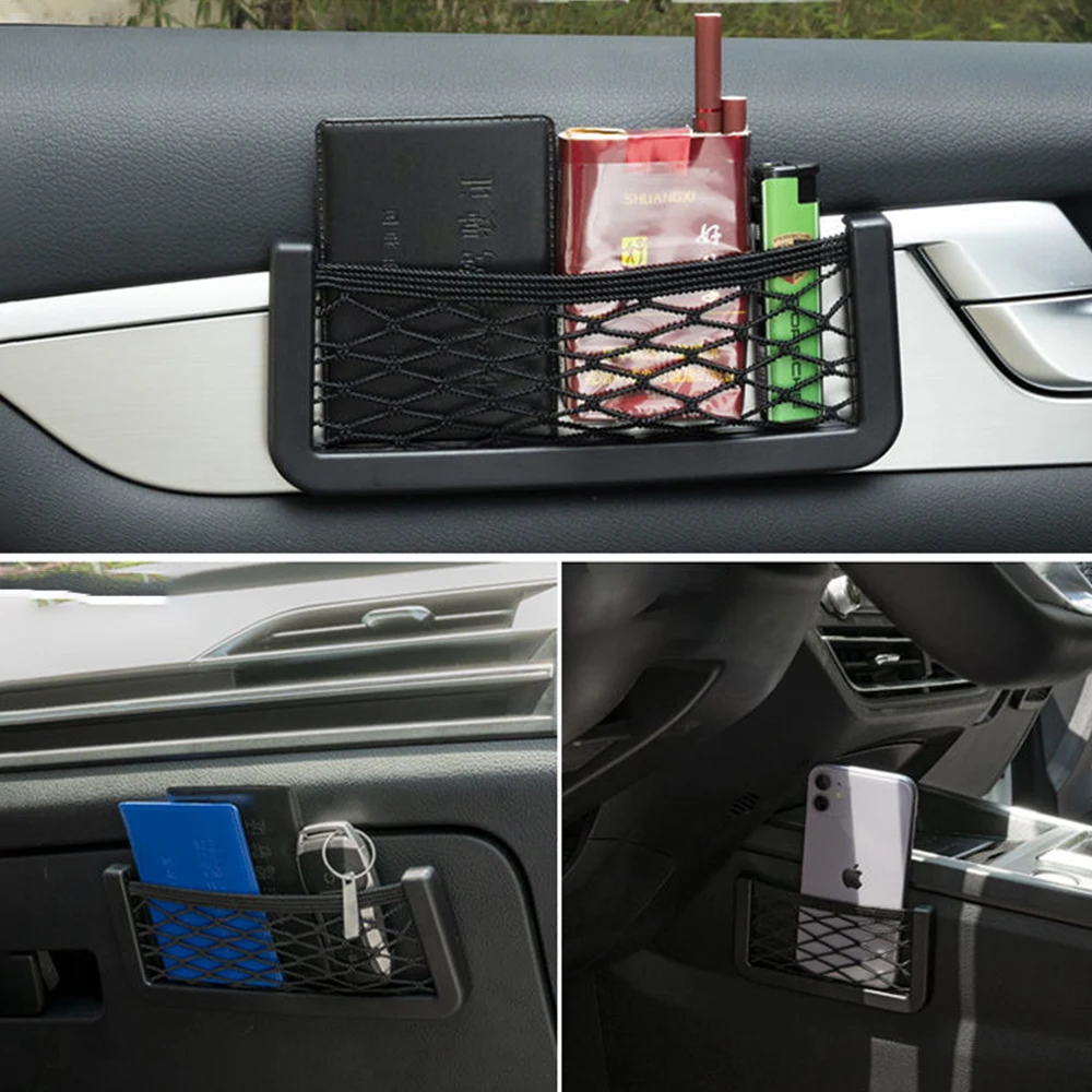 car storage bag car storage mesh bag car storage bag car sticker mesh bag mobile phone holder universal for auto parts free global shipping