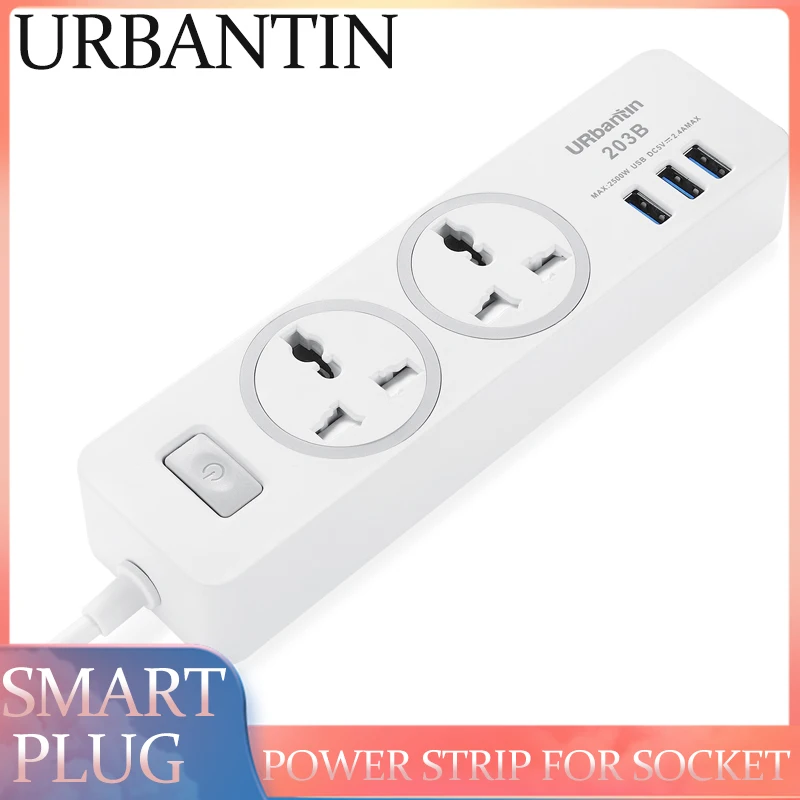 Urbantin Мощность розеток С 3 портами (стандарт 2 AC Smart Plug быстрая зарядка Стандартный