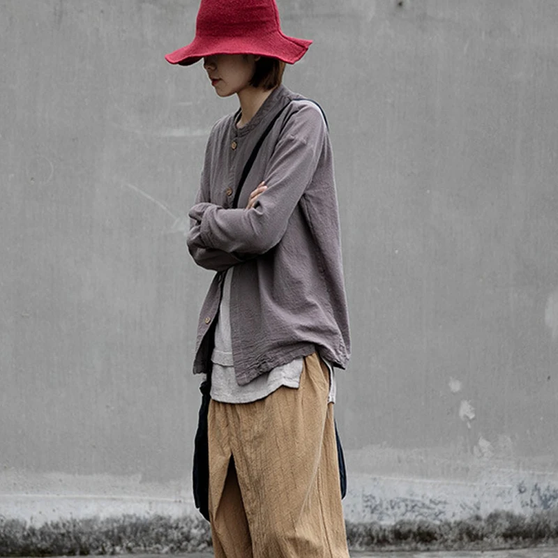 Новинка 2019 простая Однотонная рубашка с воротником-стойкой и манжетами на