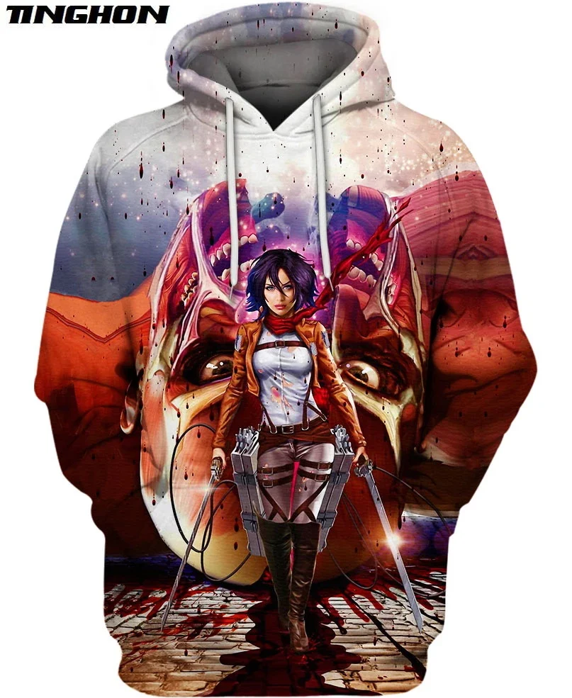 

XS-7XL Fashion Men Hoodies Anime Attack on Titan Printed 3d Sweatshirt/zip Hoodie Unisex Casual Hipster Streetwear