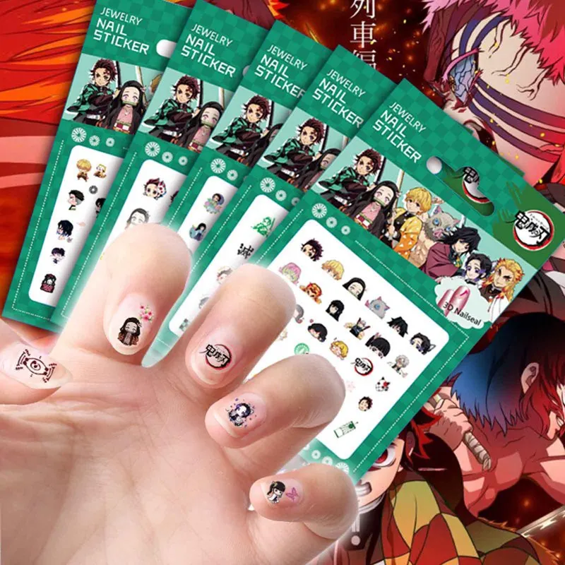 

Anime Nail Sticker Cartoon Anime Character 3D Back Glue Nail Art Stickers Decals Sliders Nail Ornament Decoration Kids Gift