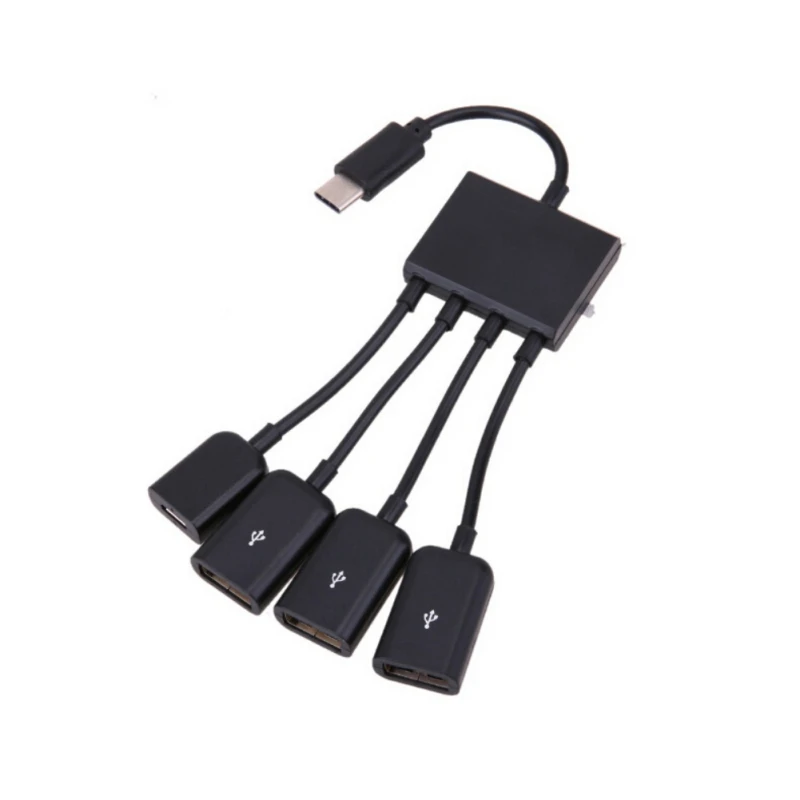 4 в 1 OTG хаб с портом Type C на Micro USB и блоком питания|Кабели USB| |