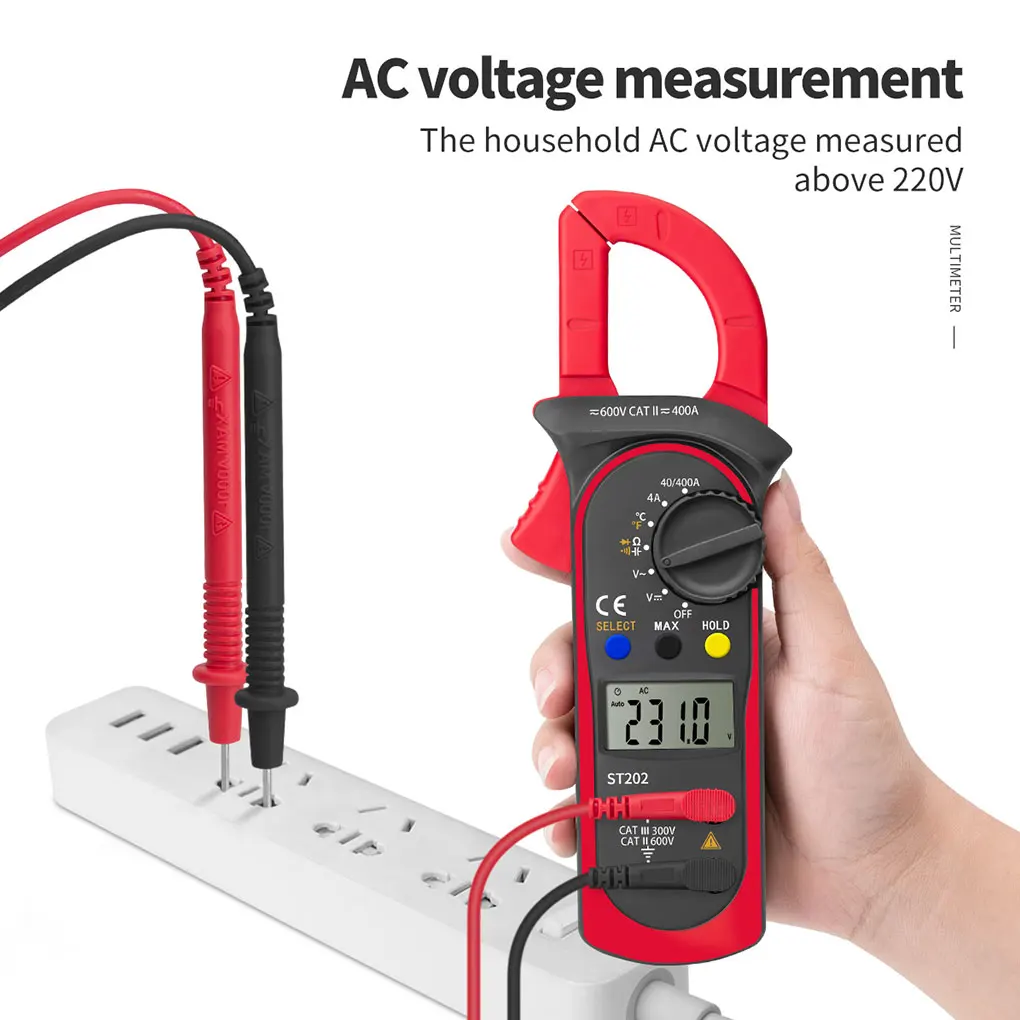 

ST202 Digital Clamp Meter Current Clamp Multimeter Voltage Tester Current DC AC Tool Electrical Testing Machine High Precision
