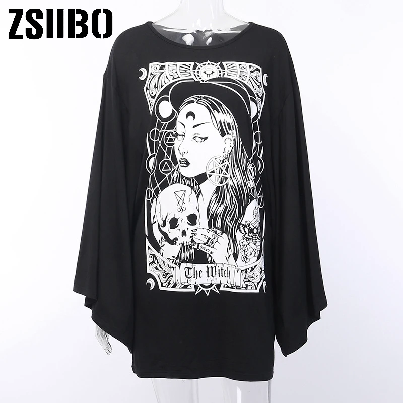 InsGoth женская футболка черная свободная готика гранж панк|Футболки| |