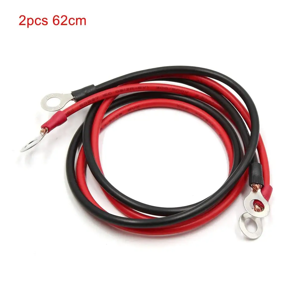 uxcell 2pcs 52cm 62cm 65cm Length 6mm Hole Dia Battery Inverter Wire Power Transfer Cable for Car |