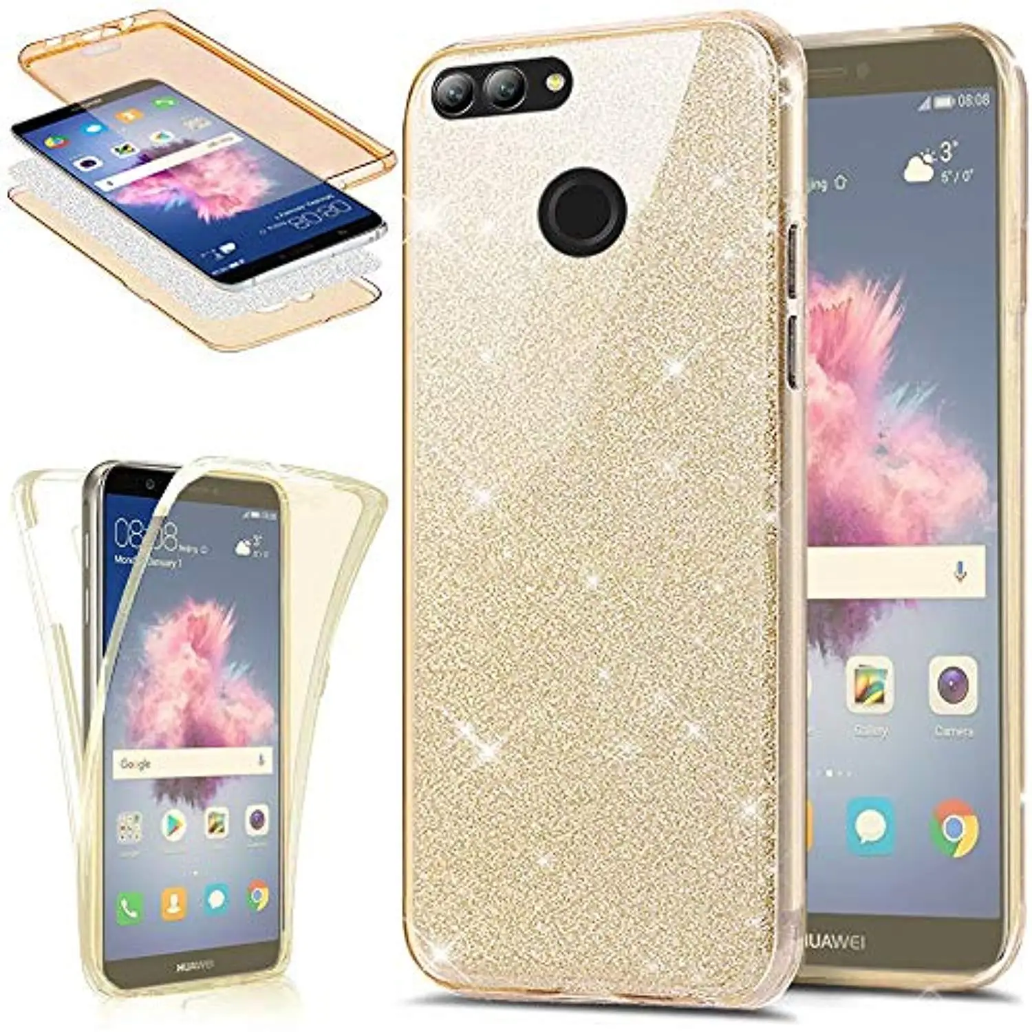 Блестящий чехол 360 3 в 1 для huawei P Smart Y6 Y7 Pro P30 P20 Lite P10 Plus mate 20, мягкий чехол из ТПУ для телефона