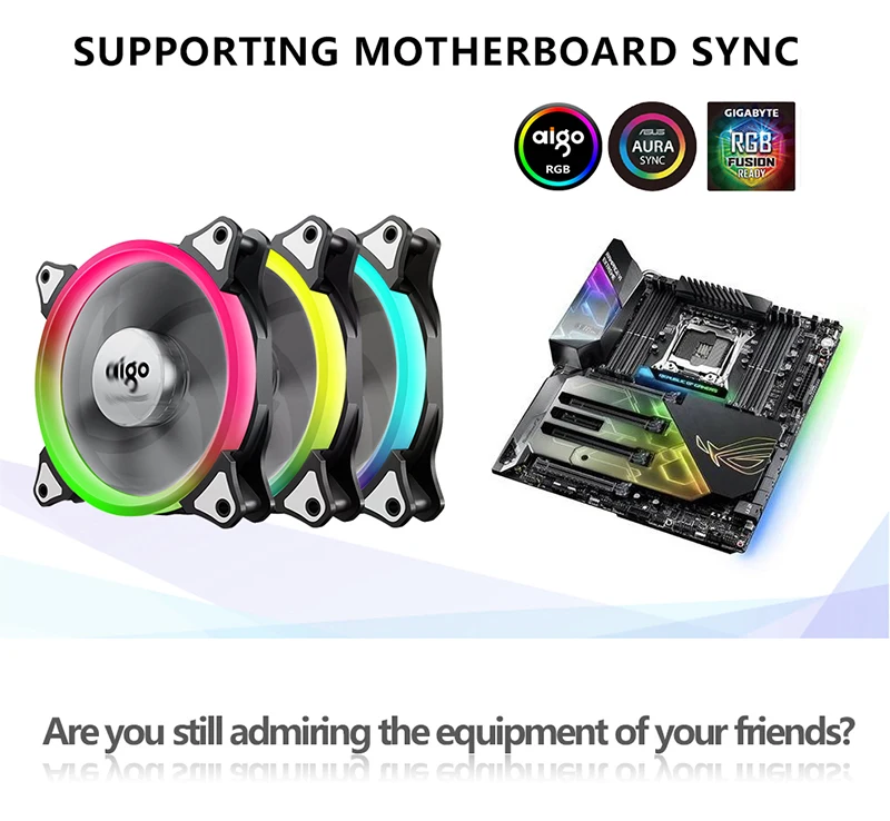 Aigo C5 aura sync 3 P-5 V чехол для компьютера PC охлаждающий вентилятор RGB регулируемый светодиодный 140 мм тихий ИК-пульт дистанционного управления для компьютера охлаждающий RGB чехол-вентилятор