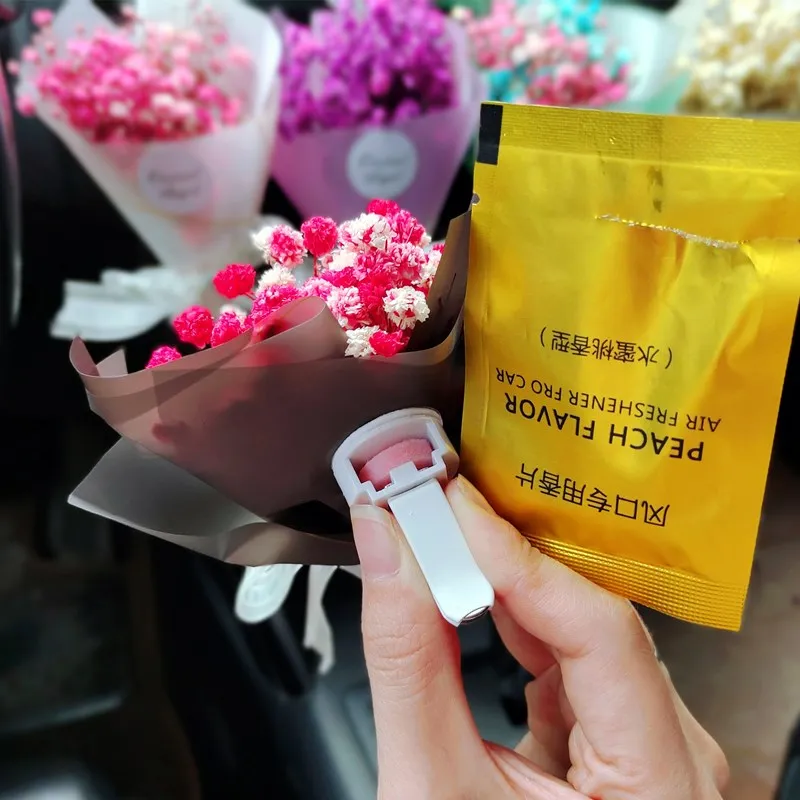 

Dry Flower Gypsophila mini bouquet car perfume Air Conditioning Air Outlet Fragrance Clip Eternal flower car Ornament Freshener