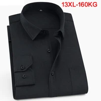 large size 10xl 11xl 12xl 13xl shirt business office comfortable mens long sleeve lapel black top 7xl 8xl 9xl