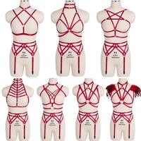 wine red sexy lingerie set exotic costume harness fashion belt dress dance rave accessories punk goth sword belt garters