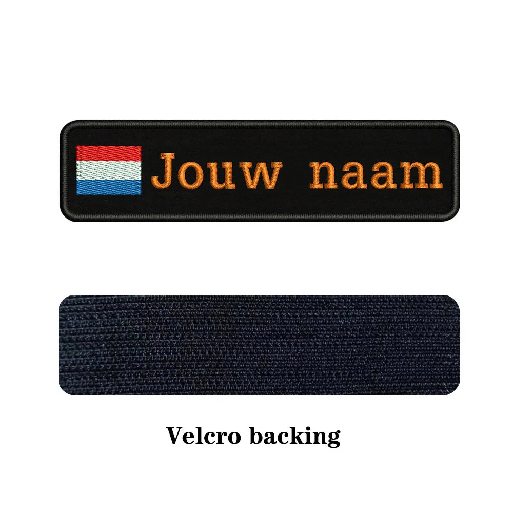 orange-Velcro Заказная вышивка, голландское имя флага или заплатка с текстом 10 см* 2,5 см значок, железная или липучка Подложка для одежды, штанов, рюкзаков, шапок - Цвет: orange-Velcro