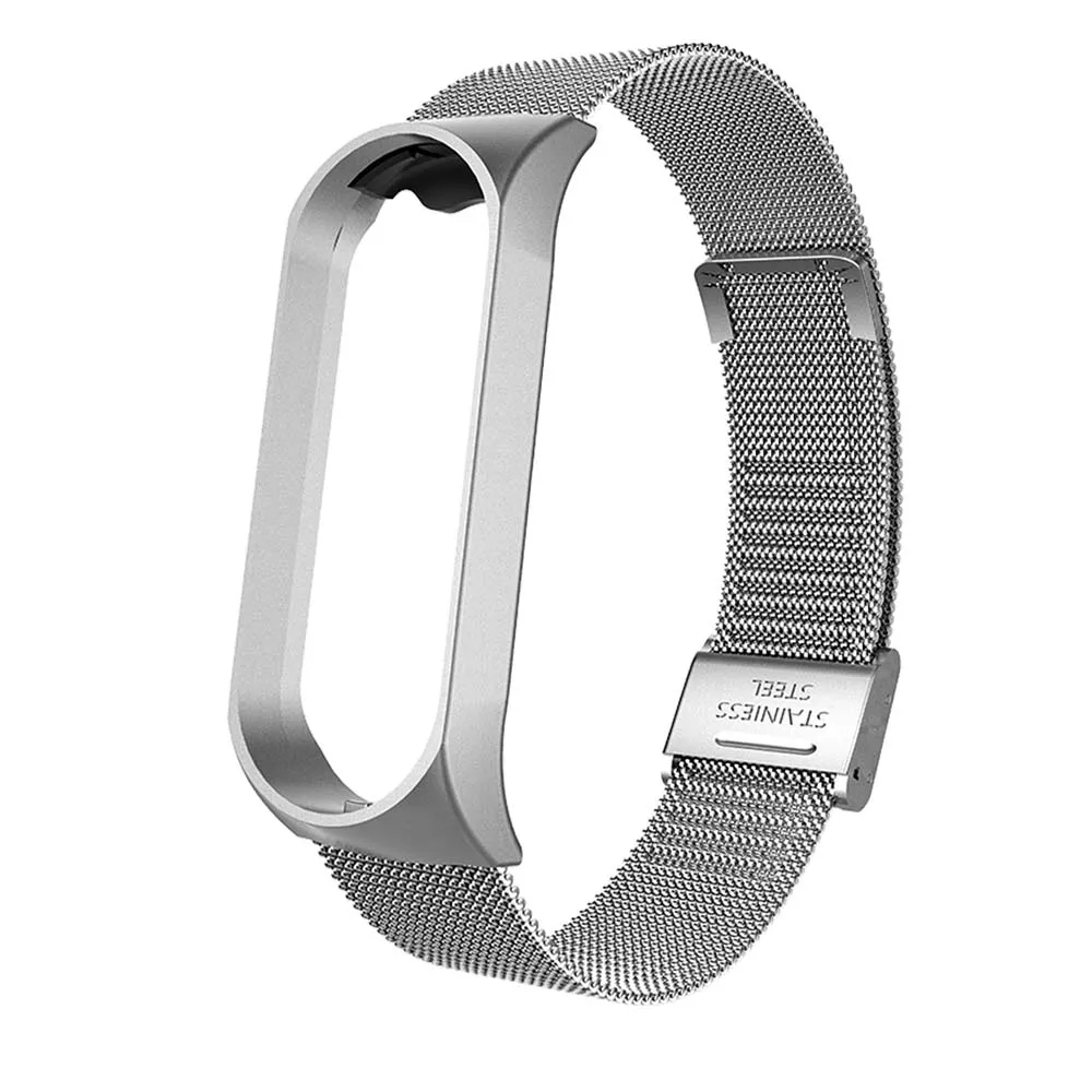 Rovtop ремешок для Xiaomi mi Band 4 ремешок для Xiaomi mi band 3 браслет для mi band 3 M3 M4 металлический Безвинтовой браслет из нержавеющей стали - Цвет: Buckle Siliver