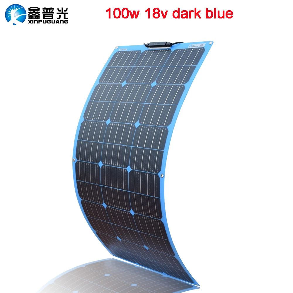 xinpuguang гибкий портативный портативный ETFE солнечная батарея панель 100w 12v комплект зарядного устройства для зарядки аккумулятора монокристаллический для 1000w System Boat Car Camping путешествия по Китаю