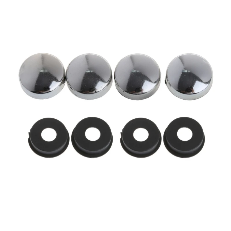 

8 Pcs ABS Chrome License Plate Frame Screw Nut Caps+Bolt Cover Set For Car E7CA