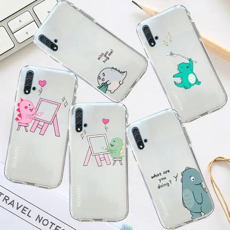 

Little dinosaur cute cartoon Phone Case Transparent for Huawei honor P mate 40 20 30 10 50 i 9 x mate pro lite 8a