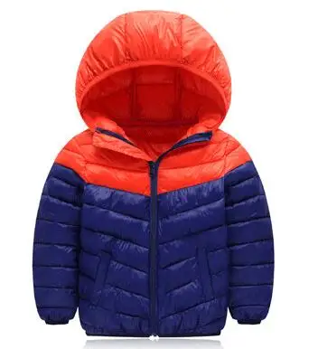 orange Пальто для мальчиков коллекция года, осенне-зимние теплые модные парки куртки для маленьких девочек Детская верхняя одежда с капюшоном пальто на молнии детская одежда для От 3 до 8 лет - Цвет: orange