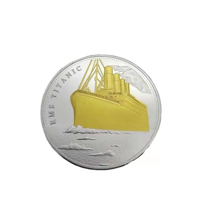 

Golden cruise ship coin can be customized metal coin commemorative coin