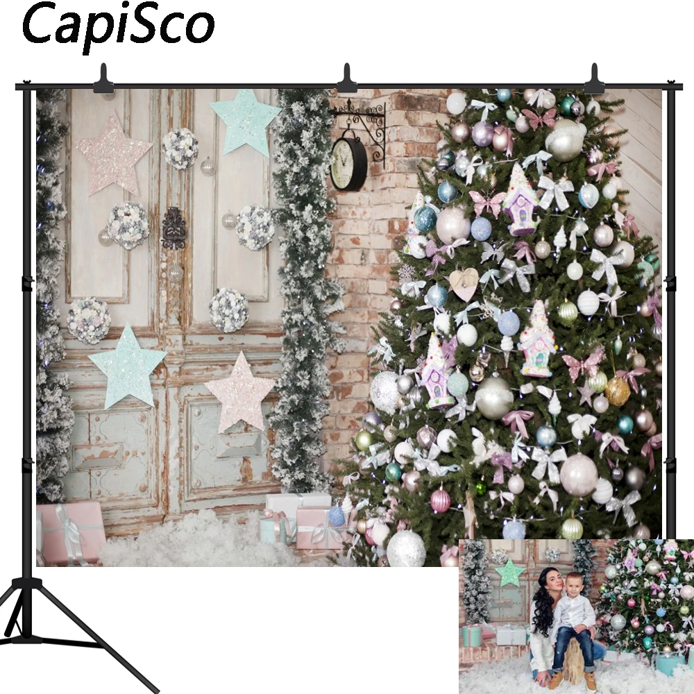 Capisco зимние снежные Рождественские елки Подарки Сцена фотографии фоны виниловые пользовательские фотографические фоны для фотостудии