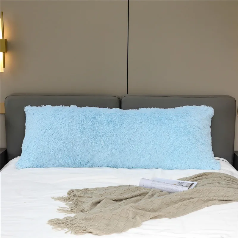 

Soft Long Plush Body Pillow Case Dual-sided Fluffy Velvet Long Pillowcase Home Decor Headboard Sofa Waist Pillow Cover 148x53cm