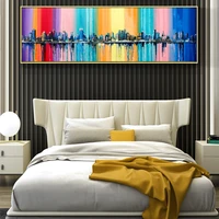 ddhh large abstract city building poster scenery pictures decoration canvas painting wall art for living room no frame