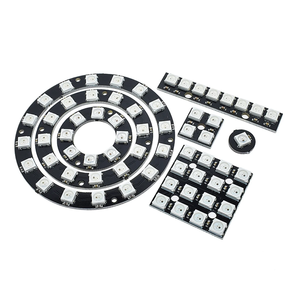 Светодиодная панель 4 8 12 16 каналов WS2812 WS2812B WS 2811 5050 RGB модуль 5 В 1 бит 24 радуга